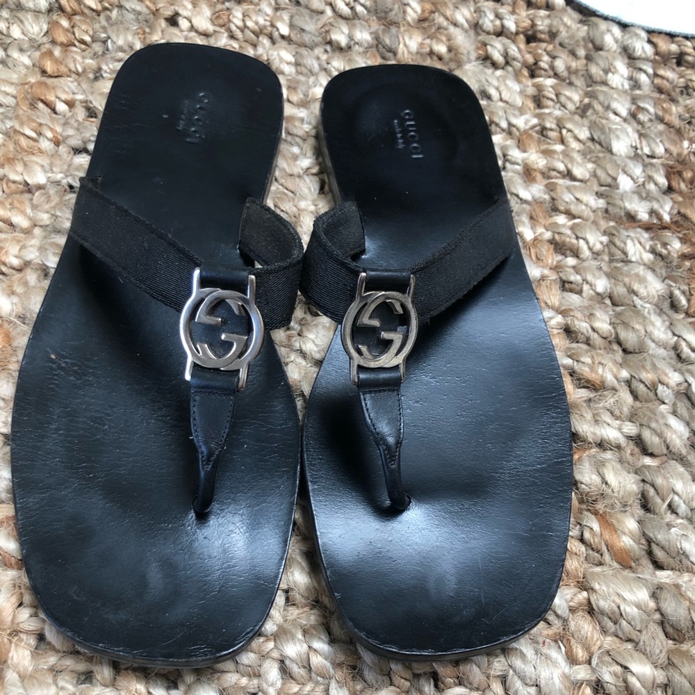 Original Monogram Gucci flip flops